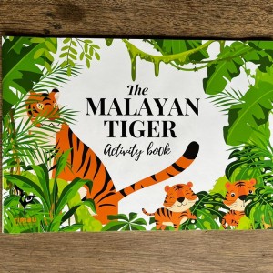 Magazine type activity book for children about tigers